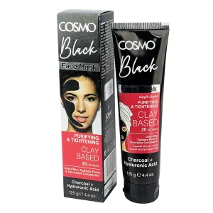 COSMO Black Purifying & Tightening Face Mask – Clay-Based with Charcoal & Hyaluronic Acid, 125g